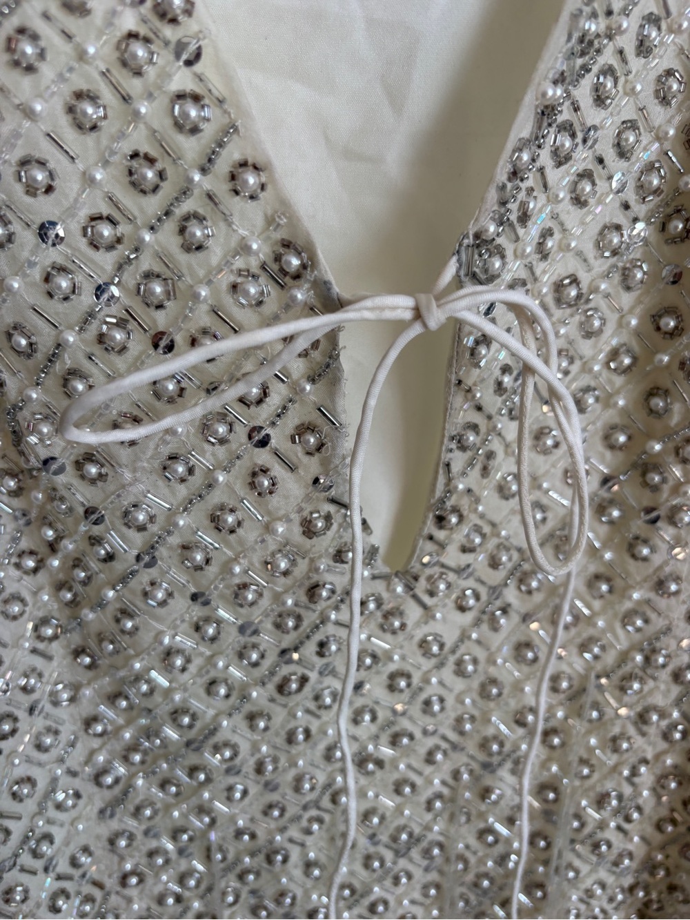 $939 NWOT For Love & Lemons Twinkle Sequin Beaded Mini Dress in Silver Sz Large - Picture 9 of 16